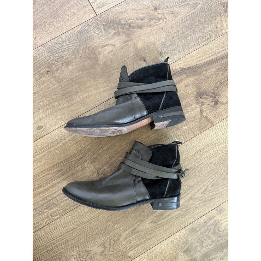 FREDA SALVADOR 8 boots calf hair dream wrap leather green black bootie
